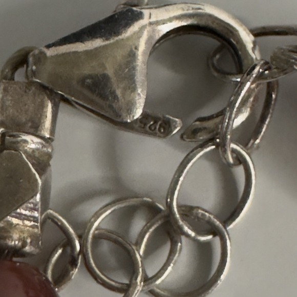 Carnelian Beaded Necklace Sterling Silver 925 Clasp Butterfly Beads 17" - Picture 12 of 16